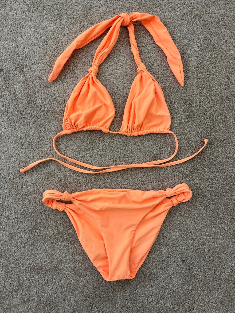 Women’s Orange Tie-Back Triangle Bikini Set